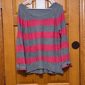 Maurices Gray and Pink Striped Sweater